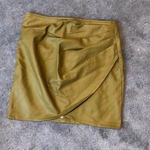 Army green leather skirt